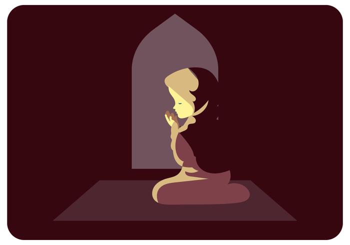 Muslim Girl Praying Vector