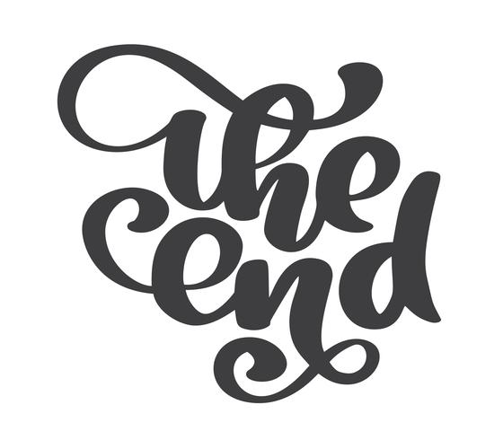 Hand Drawn The End Vector Text Lettering Phrase Ornamental Movie 