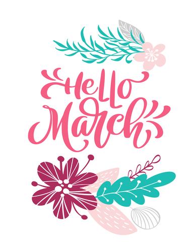 Hello March Hand drawn text  vector