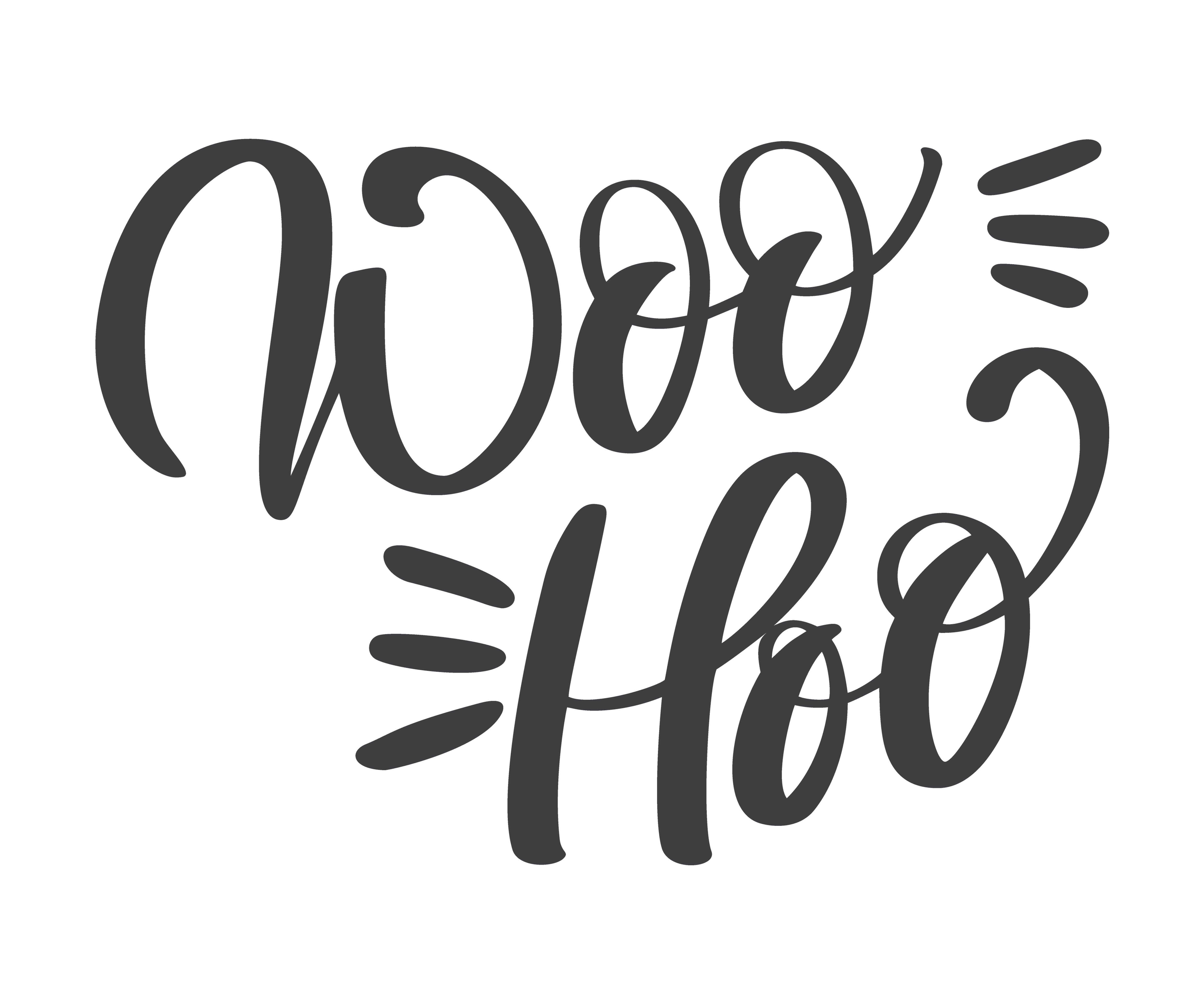 La inscripción woohoo. Dibujado a mano vector tarjeta de letras. Diseño