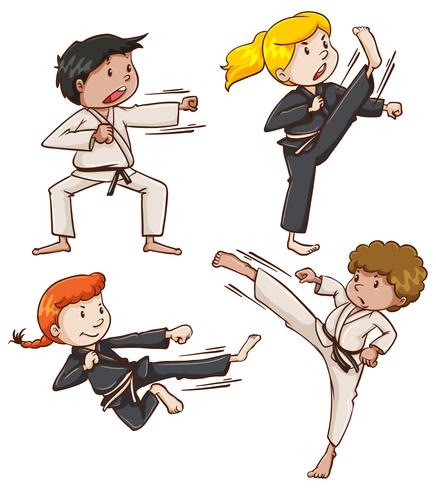 Simple sketch of people engaging in martial arts vector