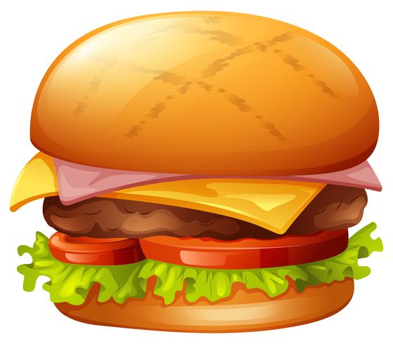 Meat burger on white vector