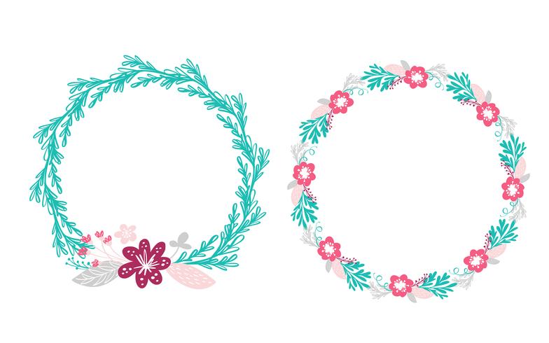 two floral wreath bouquet flowers  vector