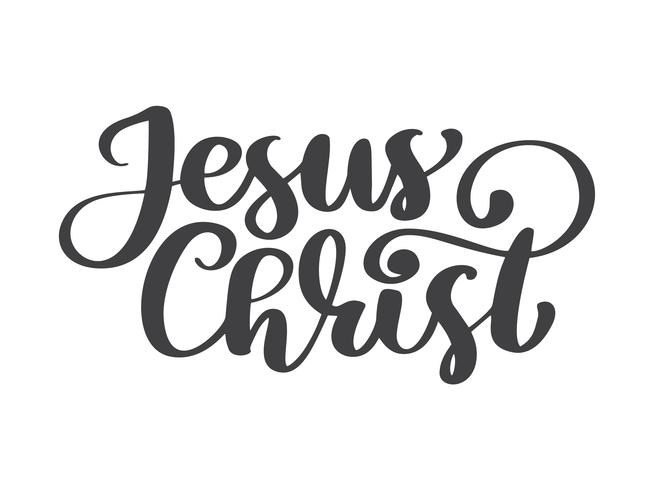 Hand drawn Jesus Christ lettering text on white background vector