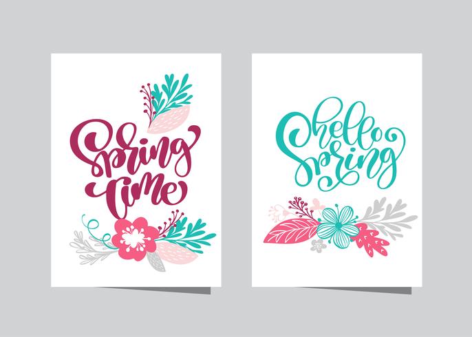 Hand drawn lettering Spring time  vector