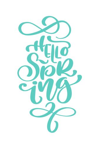 Calligraphy quote hello spring vector