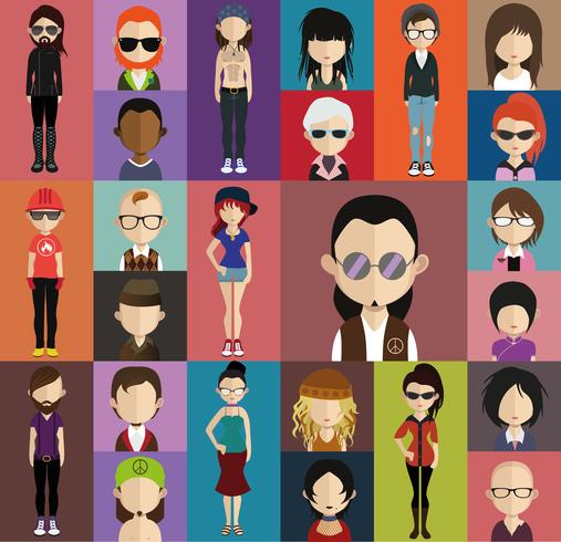 People avatar with full body and torso variations vector