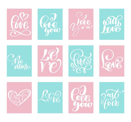 Big Set Love Vector Valentines day cards templates