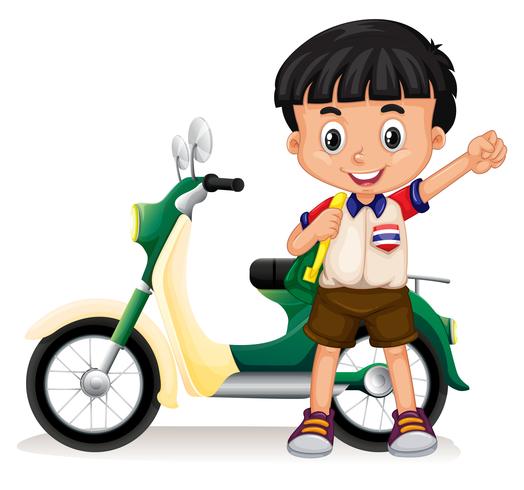 Niño pequeño y motocicleta vector