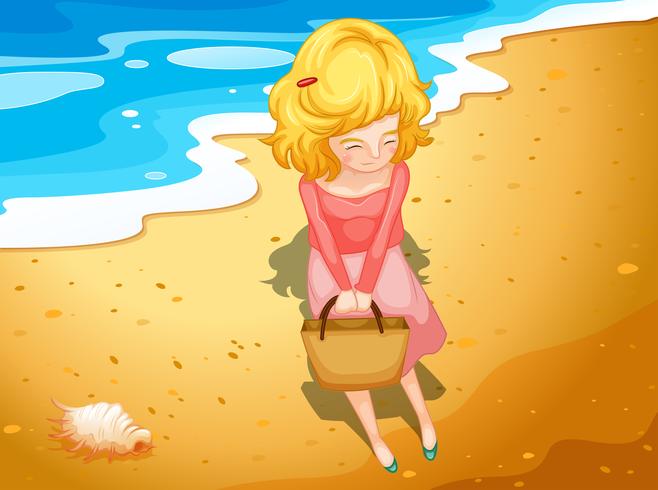 A young lady at the beach vector