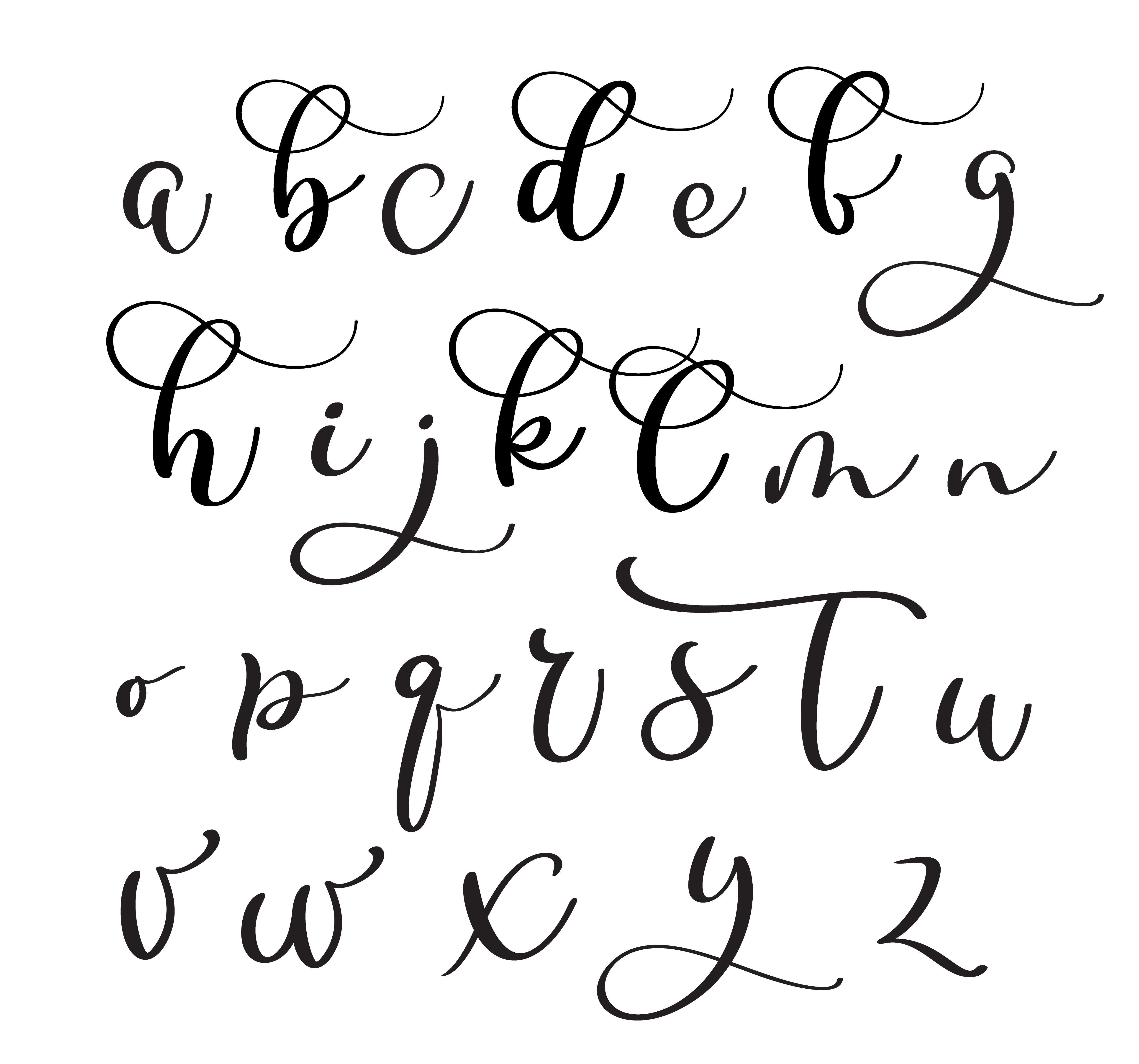 Brushpen alphabet. Modern calligraphy handwritten letters Vector