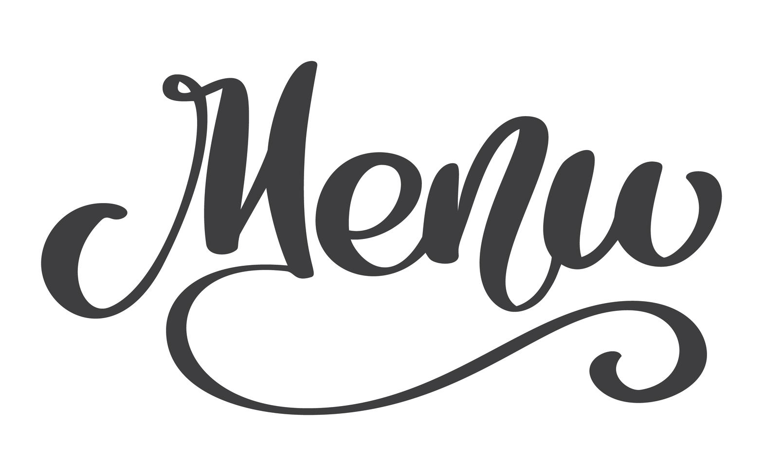 Menu restaurant hand drawn lettering phrase text vector illustration