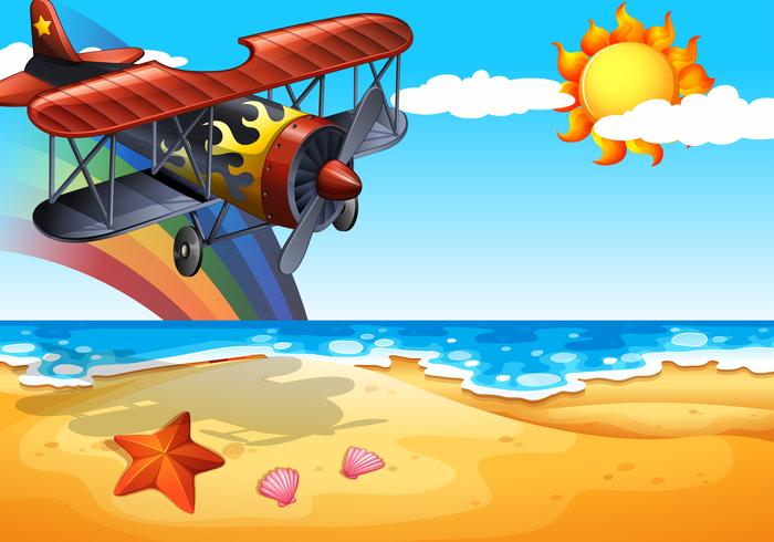 Plane and beach vector