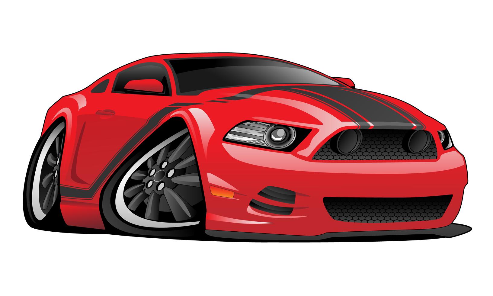 Modern American Muscle  Car  Cartoon Vector Illustration 