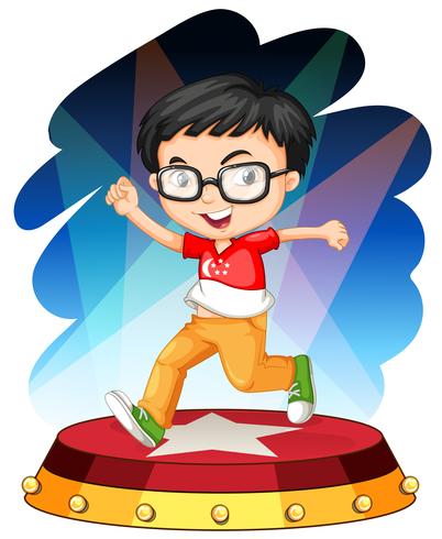 Little boy dancing on stage vector