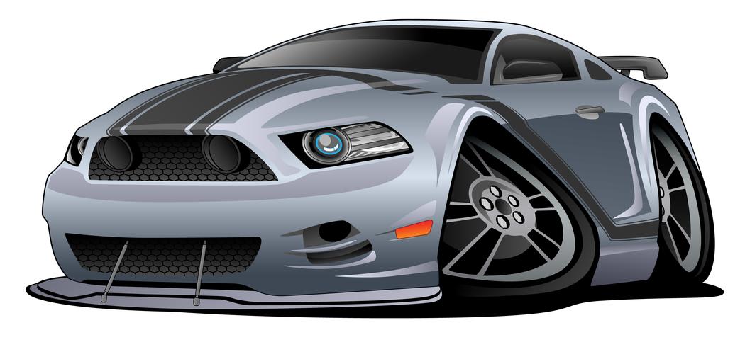 Modern American Muscle Car Cartoon Vector Illustration