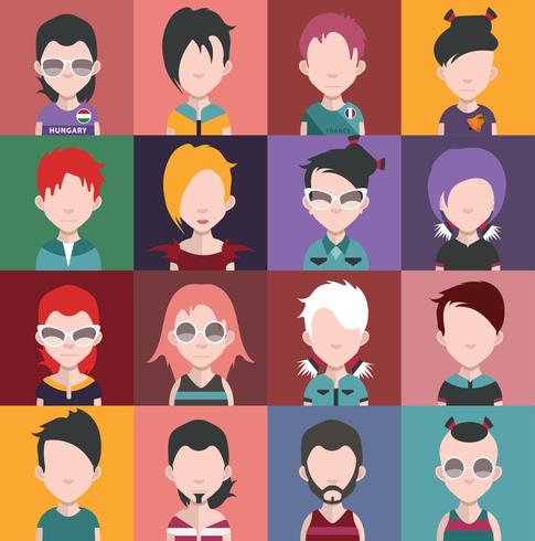 Conjunto de iconos de personas con caras vector