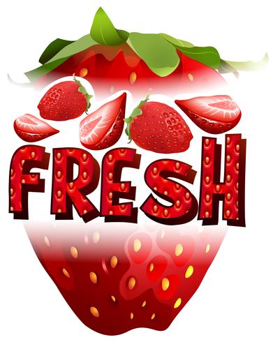 Fresas frescas con texto vector