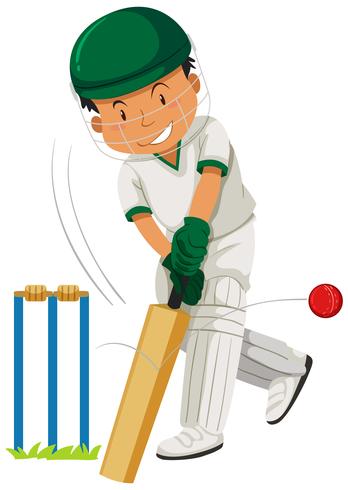 Jugador de hombre jugando cricket vector