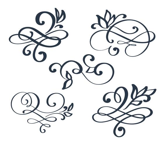 Vintage set hand drawn flourish separator  vector