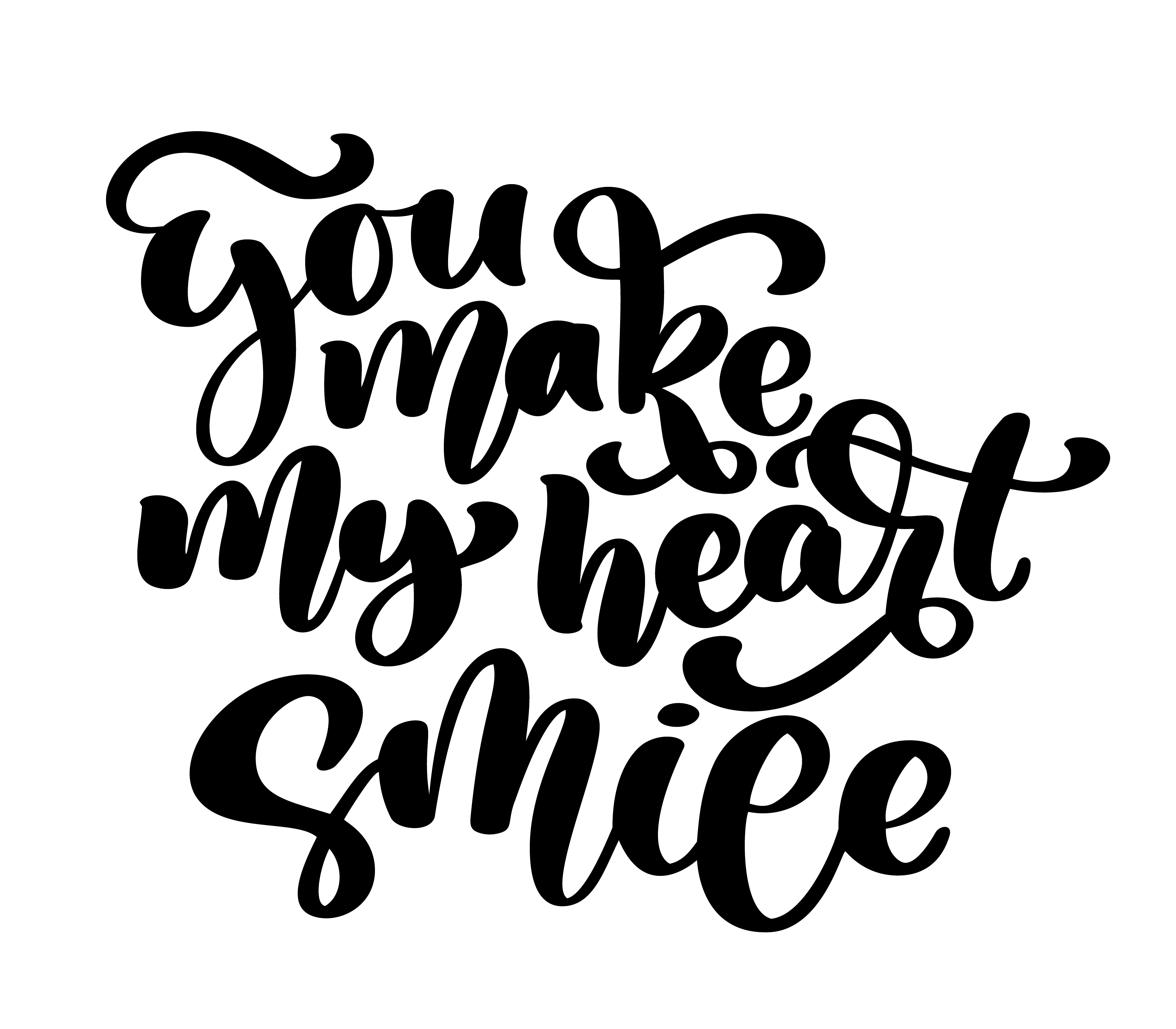 Download You make my heart smile Hand drawn love word. Text for a ...