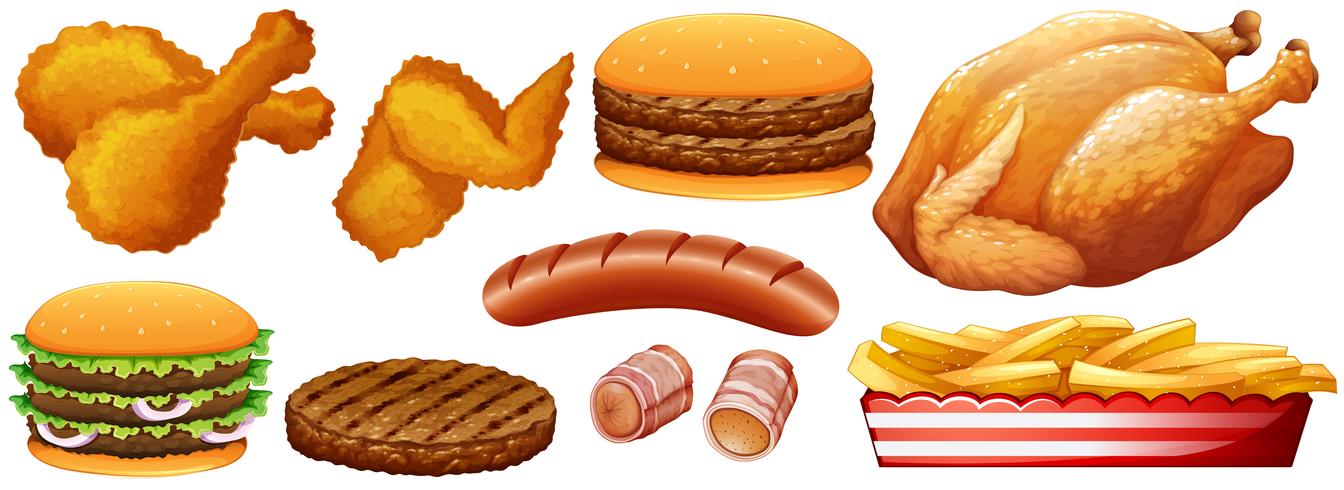 Fast food junk on white vector