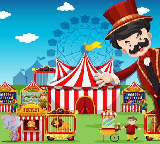 People working at the circus vector