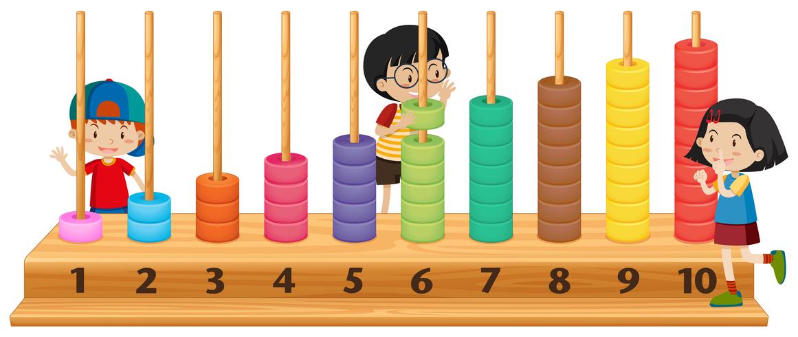 Children playing with abacus vector