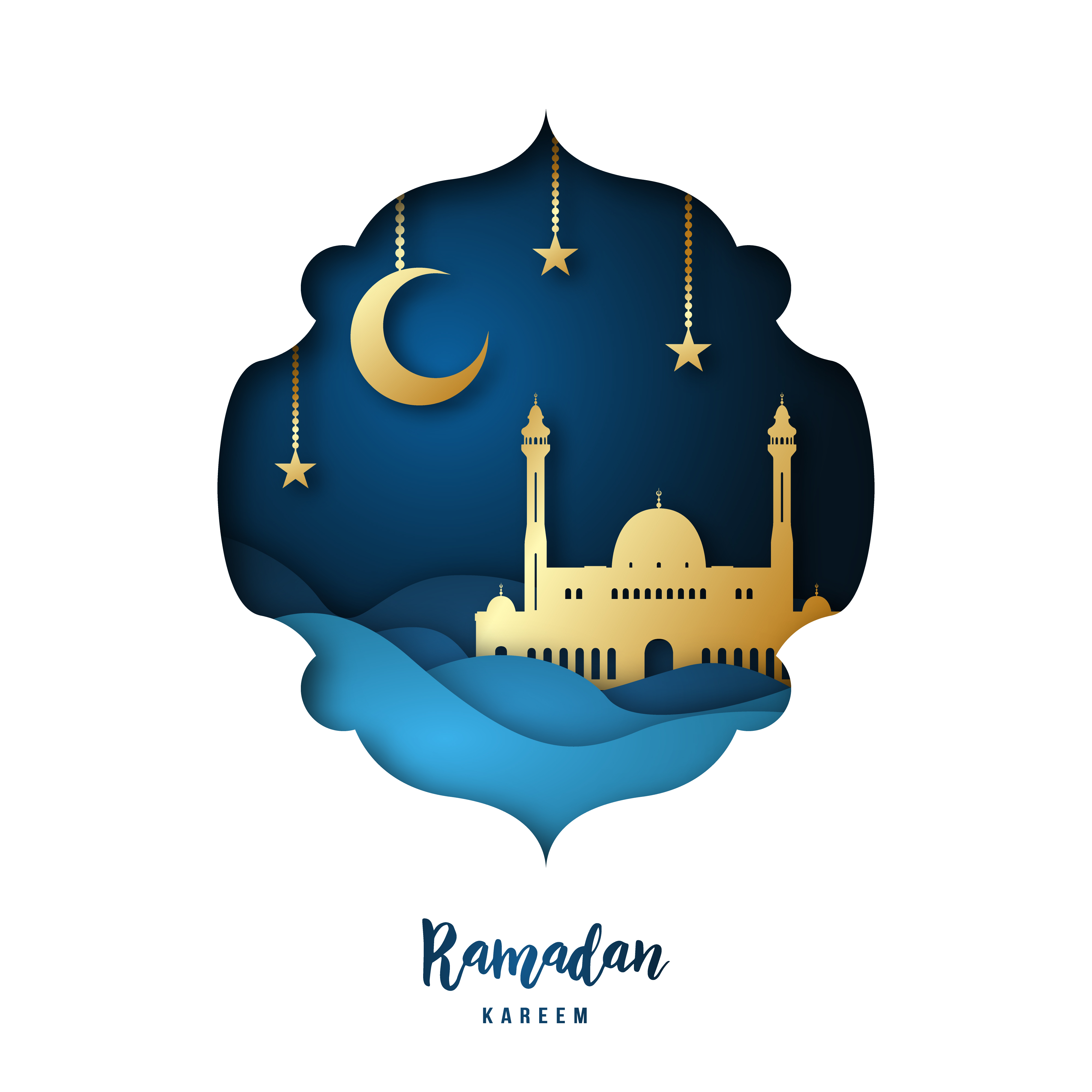 Download Ramadan Kareem illustration with arabic Gold Origami ...