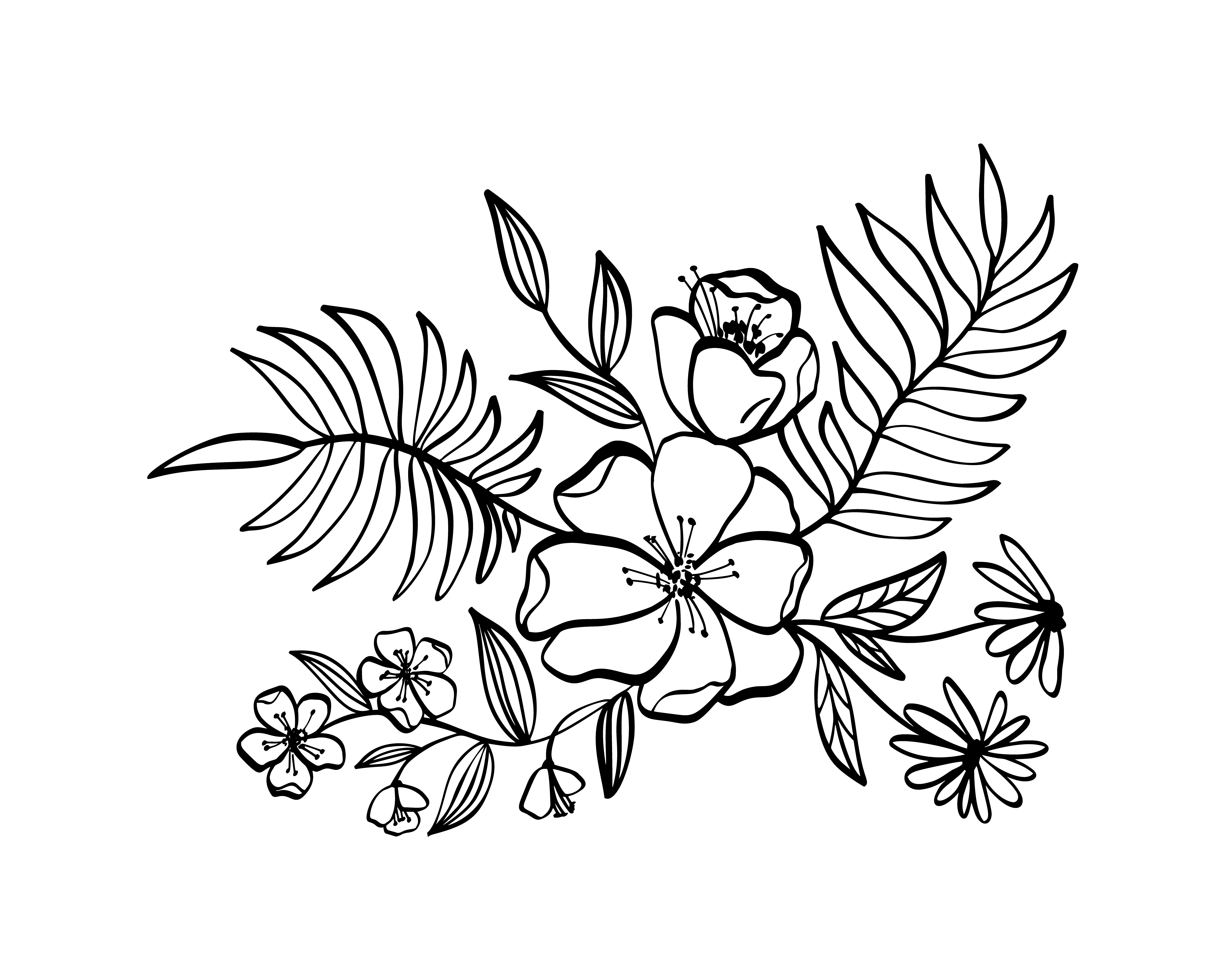 Download modern flowers drawing and sketch - Download Free Vectors ...
