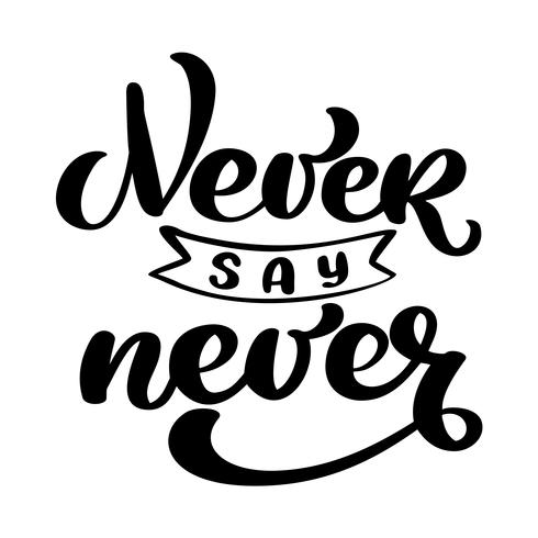 Never say never motivation phrase. Sticker set for social media post. Vector text hand drawn calligraphy illustration design. Bubble pop art comic doodle sketch style poster, t shirt print, card