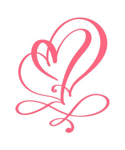 Corazón amor signo para siempre para el feliz día de San Valentín. Símbolo infinito romántico vinculado, unirse, pasión y boda. Plantilla para la camiseta, tarjeta, cartel. Elemento plano de diseño. Ilustración vectorial vector