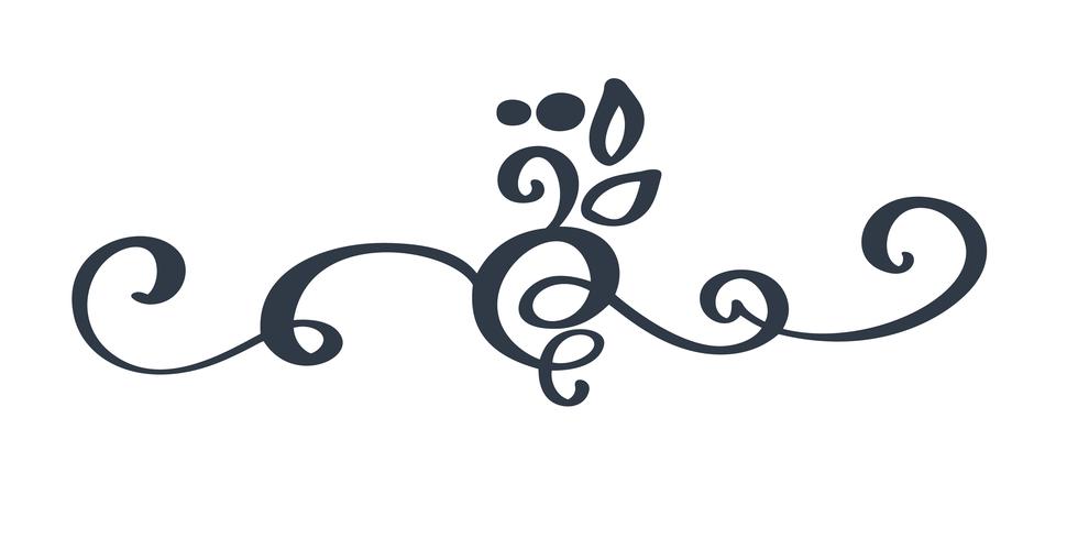 Hand drawn border flourish separator Calligraphy designer elements. Vector vintage wedding illustration Isolated on white background