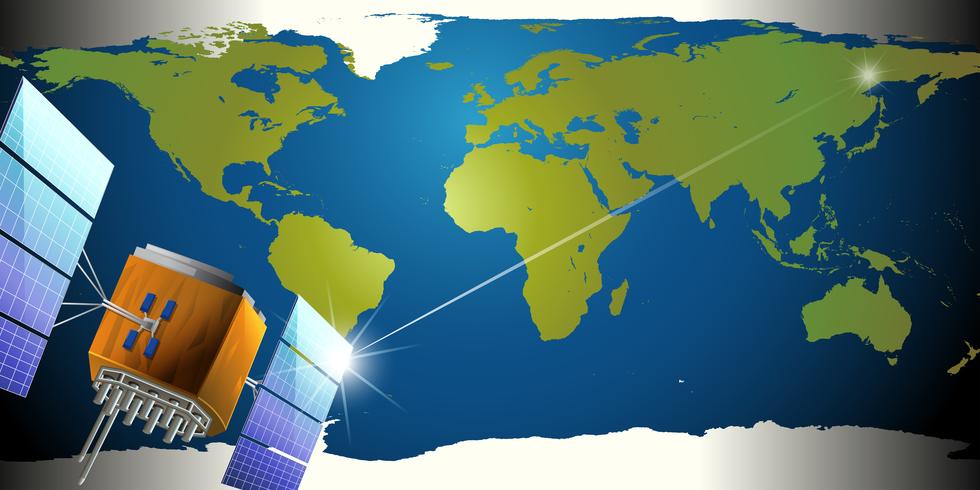 Satélites en el espacio exterior vector