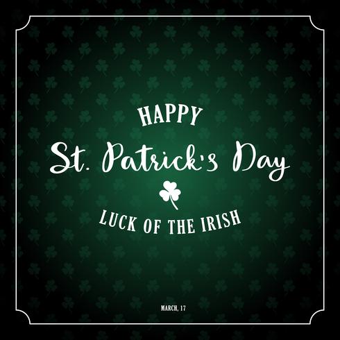 Saint Patrick's Day Retro Background with Lettering and shamrock. vector