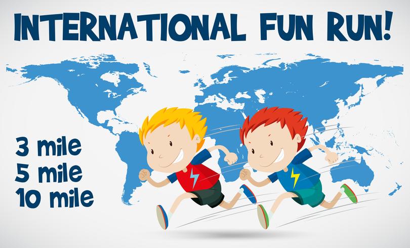 International fun run poster with runners vector