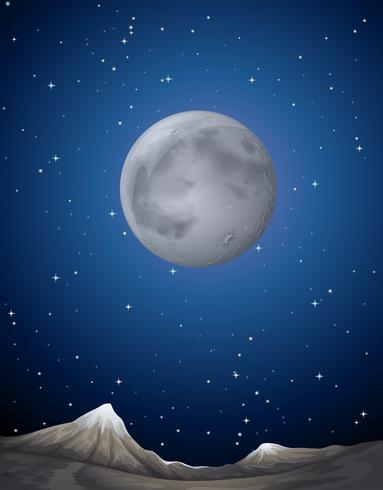 Scene with moon over the planet vector