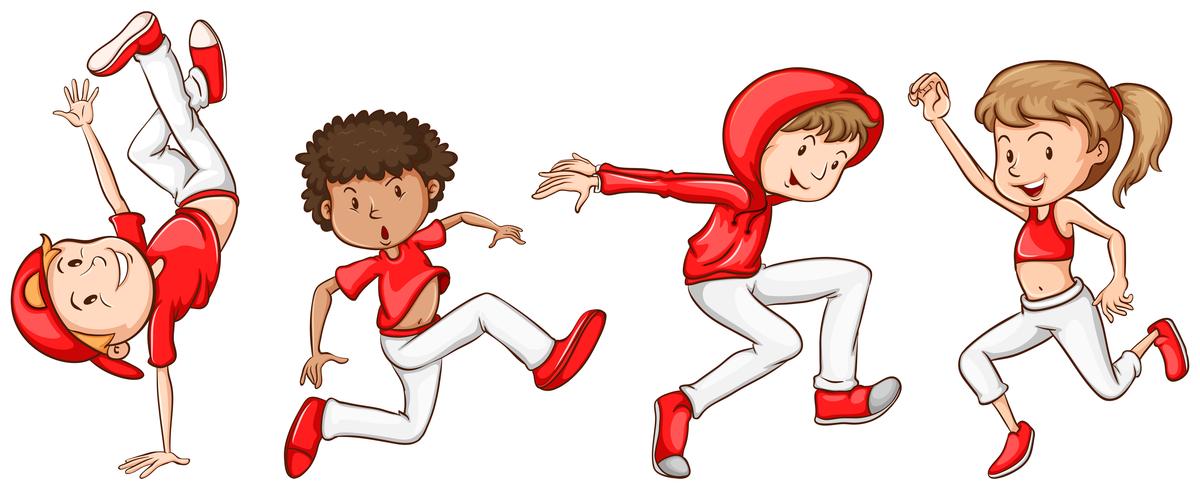 A simple sketch of the dancers in red vector