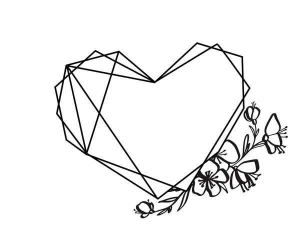 Graphic floral geometry heart frame vector