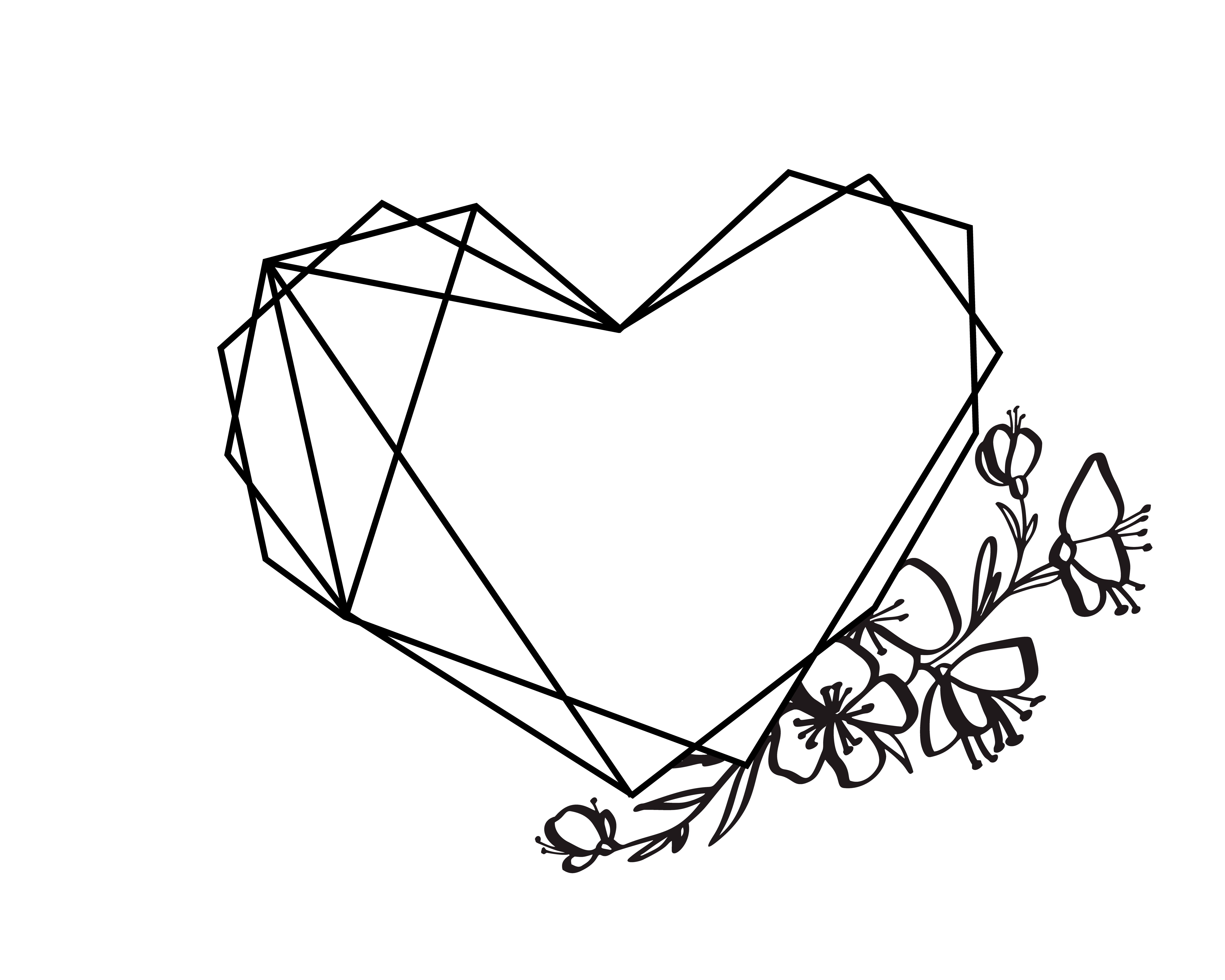 Download Graphic floral geometry heart frame - Download Free ...