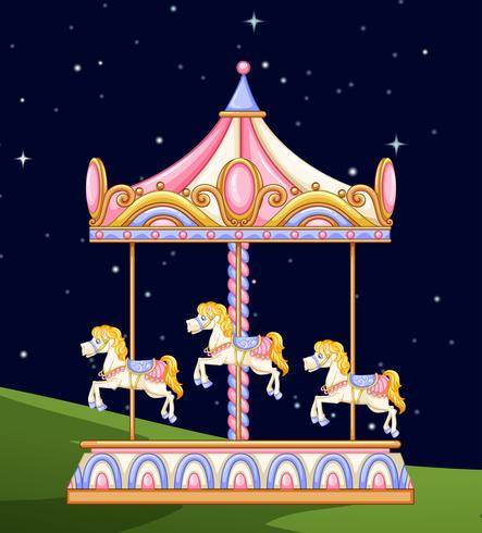 A carousel in the park at night vector