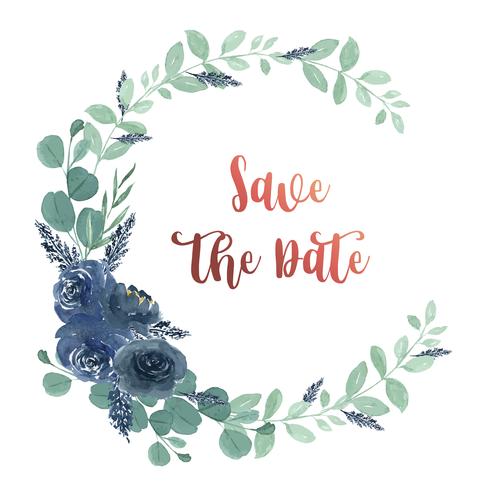 Wreaths watercolor flowers hand painted with text  frame border, lush florals aquarelle isolated on white background. Design decor for card, save the date, wedding invitation cards, poster, banner. vector