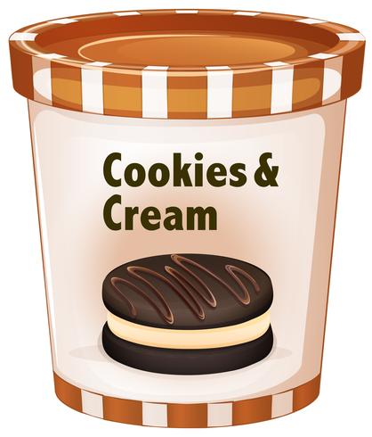 Cookies and cream icecream in cup vector