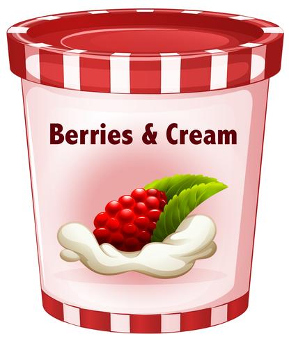 Berries and cream in cup vector