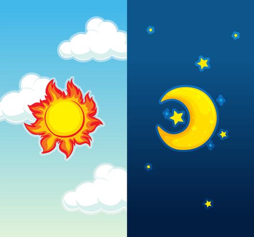 Daytime and nightime scene vector