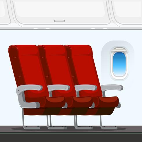 Un asiento de avión interior. vector