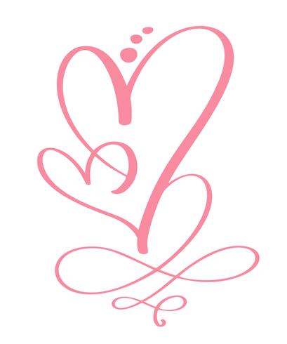 Corazón amor signo para siempre para el feliz día de San Valentín. Símbolo infinito romántico vinculado, unirse, pasión y boda. Plantilla para la camiseta, tarjeta, cartel. Elemento plano de diseño. Ilustración vectorial vector