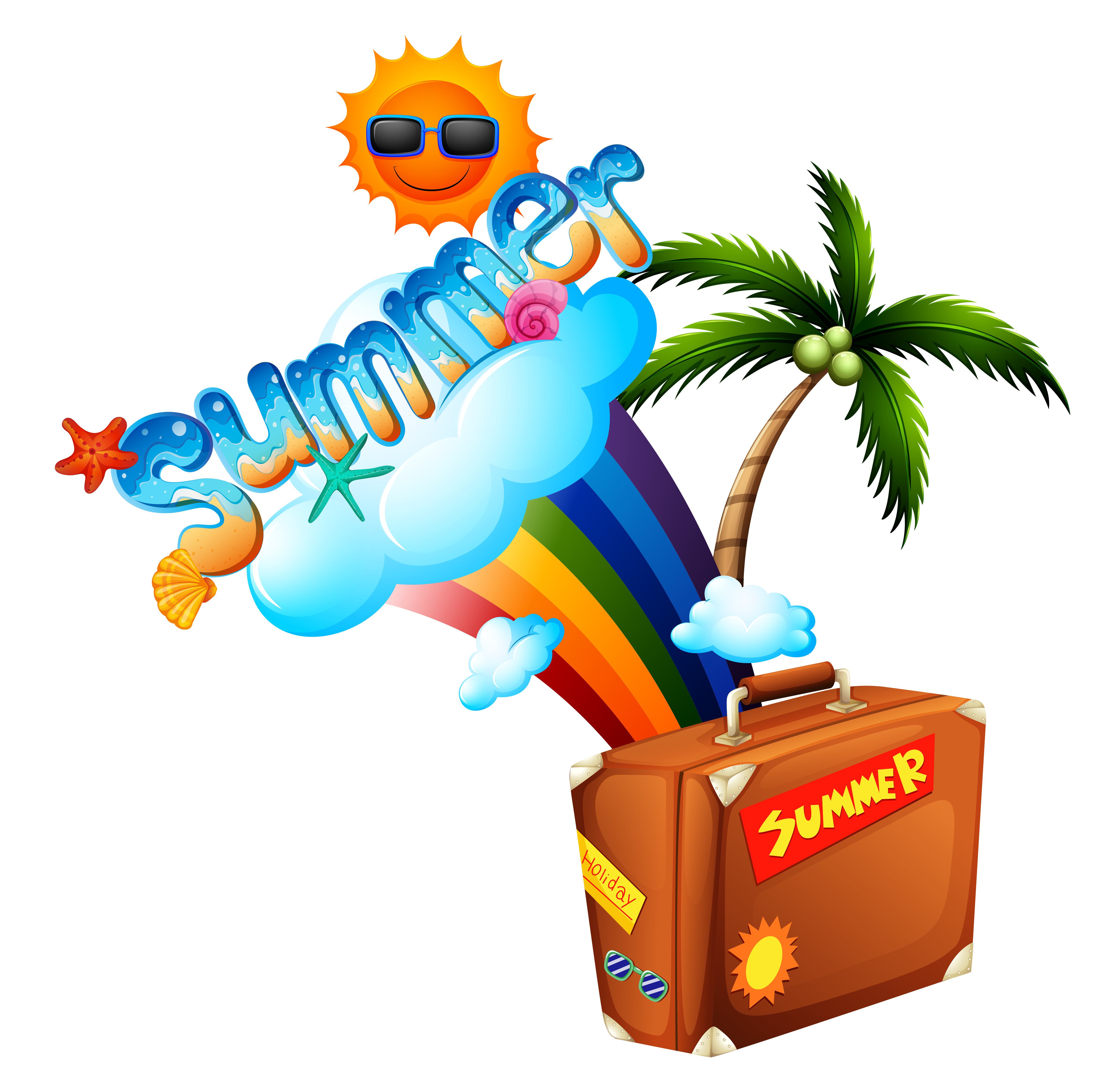 Summer theme with rainbow and suitcase 372103 - Download ...