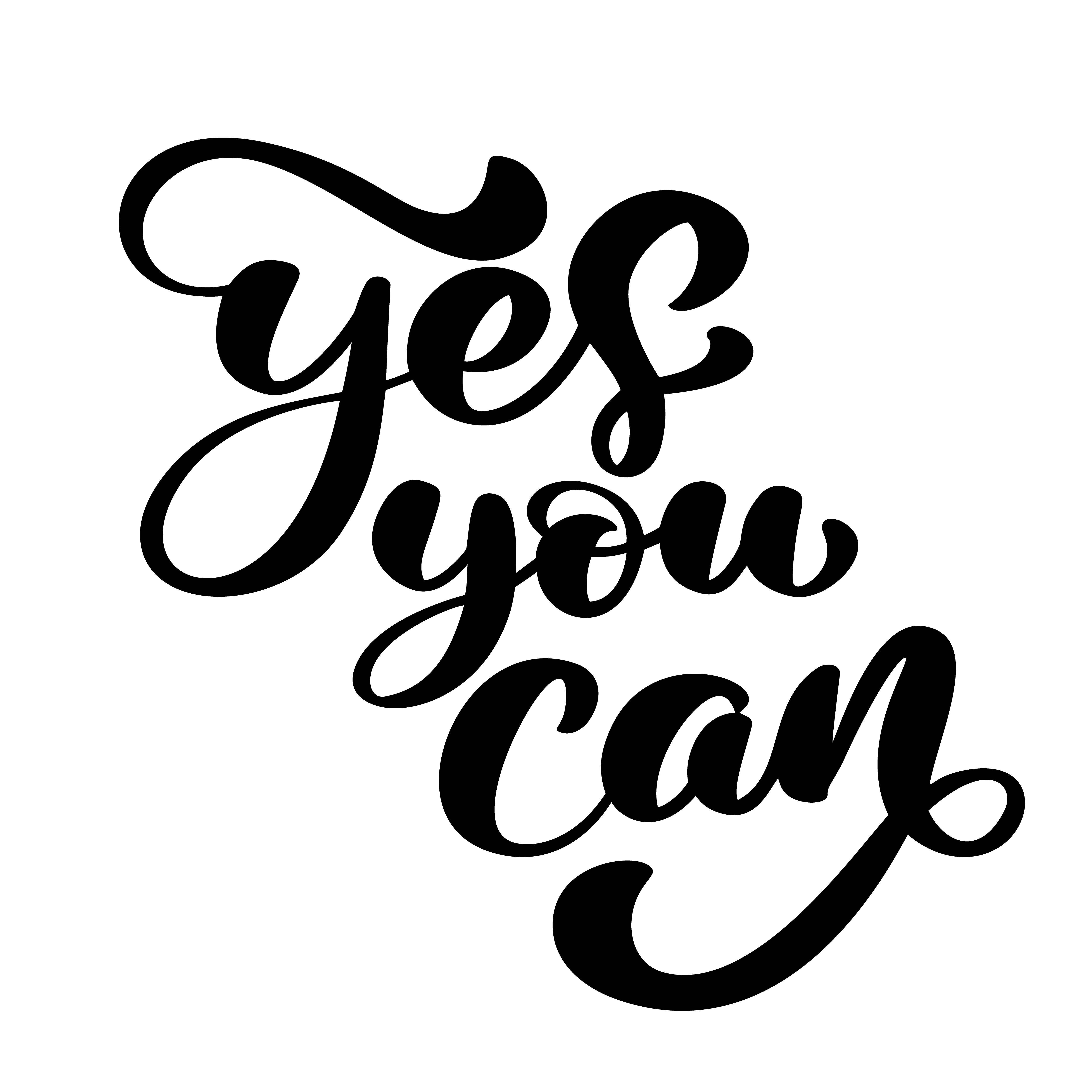 Download Inspirational quote Yes You Can. Hand written calligraphy ...