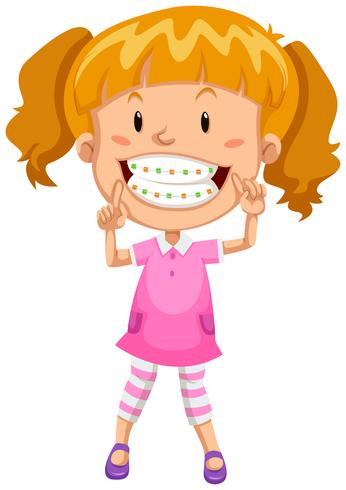 Little girl with braces vector